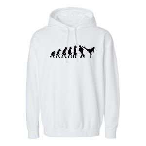 Funny Human Taekwondo Fighter Evolution Korean Sparring Garment-Dyed Fleece Hoodie