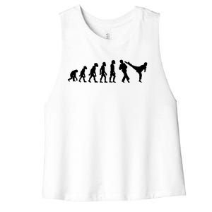 Funny Human Taekwondo Fighter Evolution Korean Sparring Women's Racerback Cropped Tank