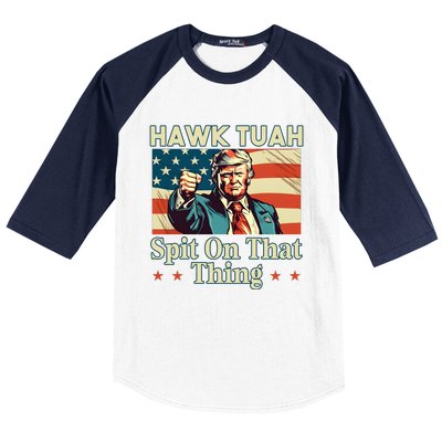 Funny Hawktuah Trump Spit On That Thing Baseball Sleeve Shirt