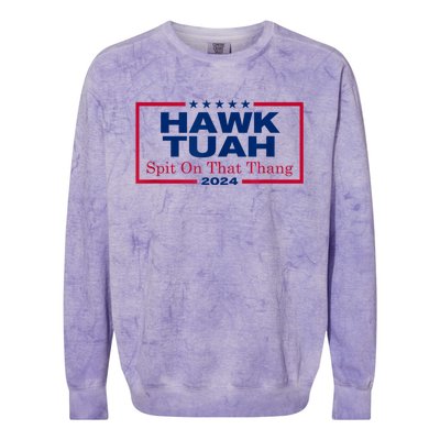 Funny Hawk Tush Spit On That Thang 2024 Viral Election Parody Gift Colorblast Crewneck Sweatshirt