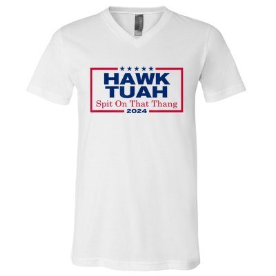 Funny Hawk Tush Spit On That Thang 2024 Viral Election Parody Gift V-Neck T-Shirt