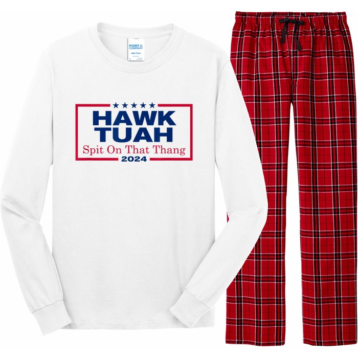 Funny Hawk Tush Spit On That Thang 2024 Viral Election Parody Gift Long Sleeve Pajama Set