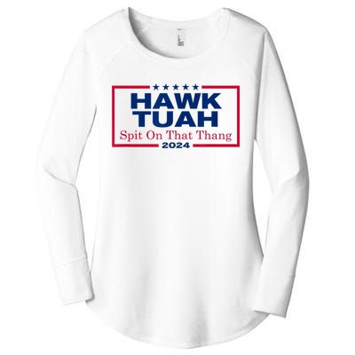 Funny Hawk Tush Spit On That Thang 2024 Viral Election Parody Gift Women's Perfect Tri Tunic Long Sleeve Shirt