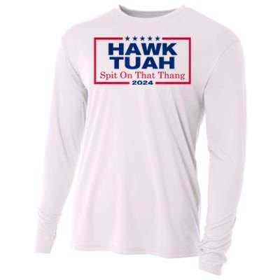 Funny Hawk Tush Spit On That Thang 2024 Viral Election Parody Gift Cooling Performance Long Sleeve Crew