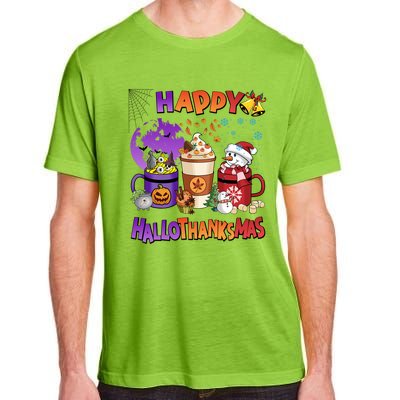 Funny Halloween Thanksgiving Christmas Happy Hallothanksmas Funny Gift Adult ChromaSoft Performance T-Shirt