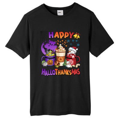 Funny Halloween Thanksgiving Christmas Happy Hallothanksmas Funny Gift Tall Fusion ChromaSoft Performance T-Shirt