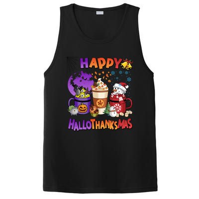 Funny Halloween Thanksgiving Christmas Happy Hallothanksmas Funny Gift PosiCharge Competitor Tank