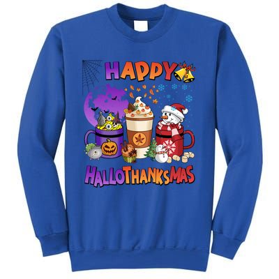 Funny Halloween Thanksgiving Christmas Happy Hallothanksmas Funny Gift Sweatshirt