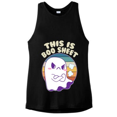 Funny Halloween This Is Boo Sheet Cute Ghost Ladies PosiCharge Tri-Blend Wicking Tank
