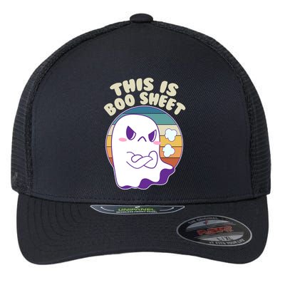 Funny Halloween This Is Boo Sheet Cute Ghost Flexfit Unipanel Trucker Cap