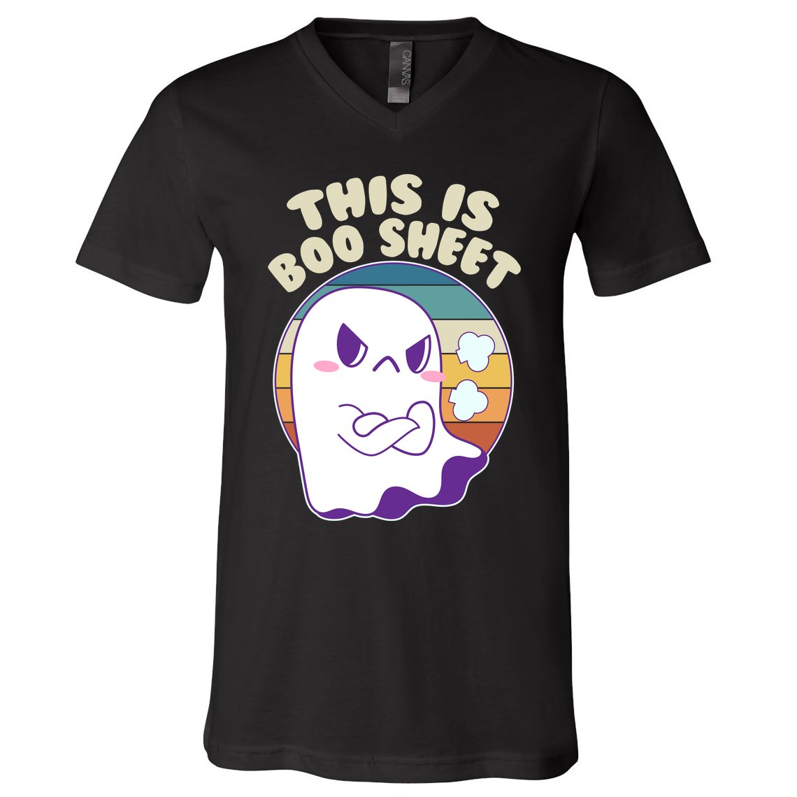 Funny Halloween This Is Boo Sheet Cute Ghost V-Neck T-Shirt
