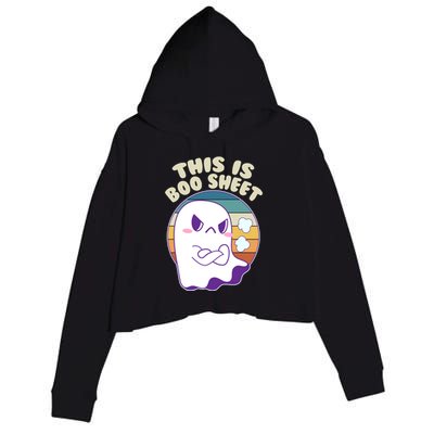 Funny Halloween This Is Boo Sheet Cute Ghost Crop Fleece Hoodie