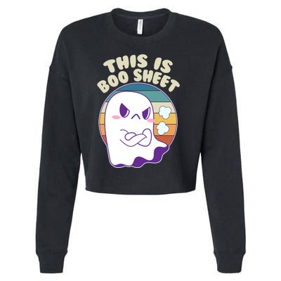 Funny Halloween This Is Boo Sheet Cute Ghost Cropped Pullover Crew