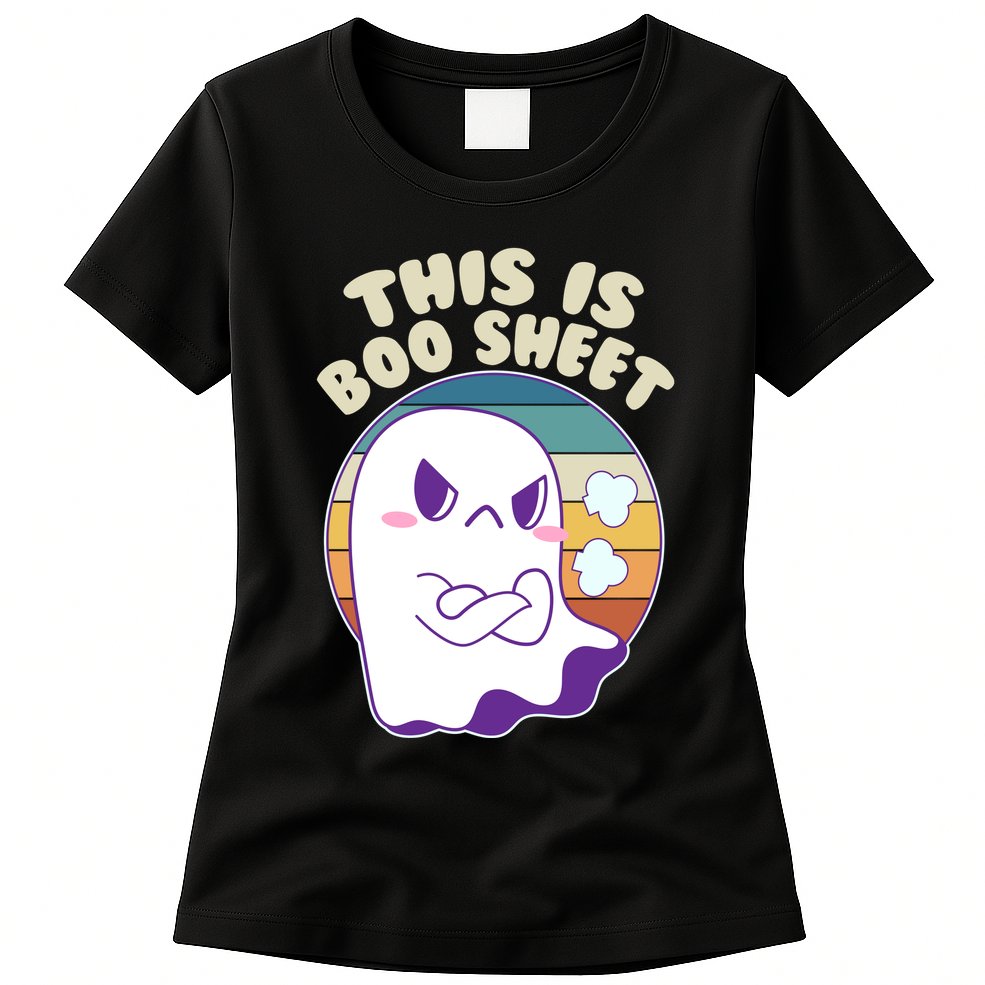 Funny Halloween This Is Boo Sheet Cute Ghost Womens T-Shirt