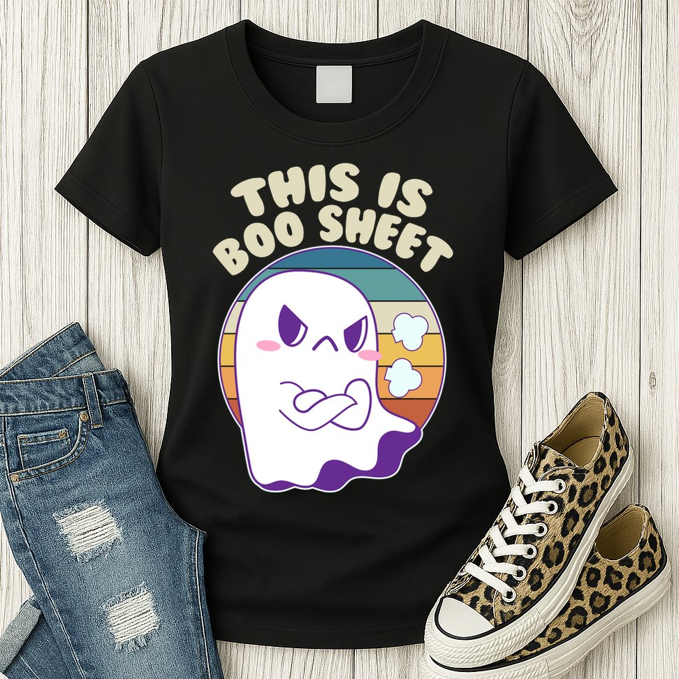 Funny Halloween This Is Boo Sheet Cute Ghost Womens T-Shirt