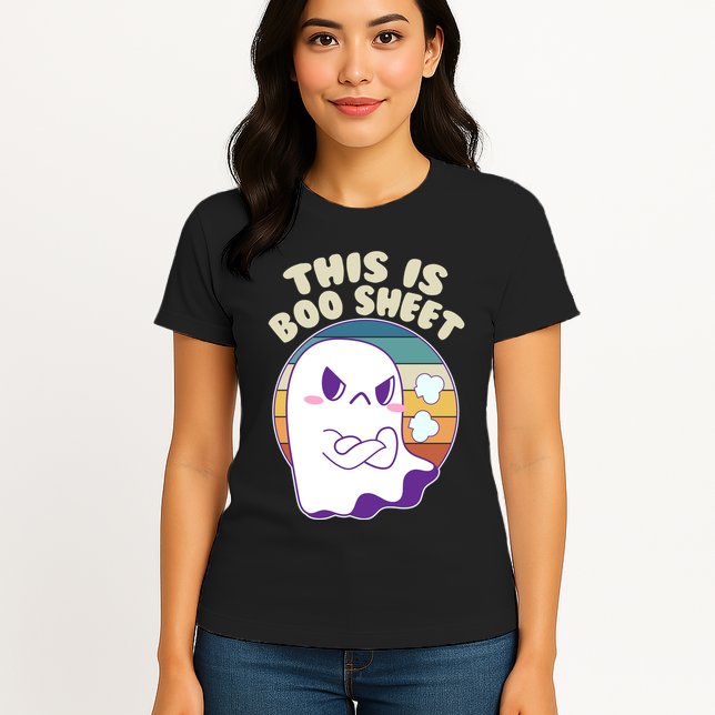 Funny Halloween This Is Boo Sheet Cute Ghost Womens T-Shirt