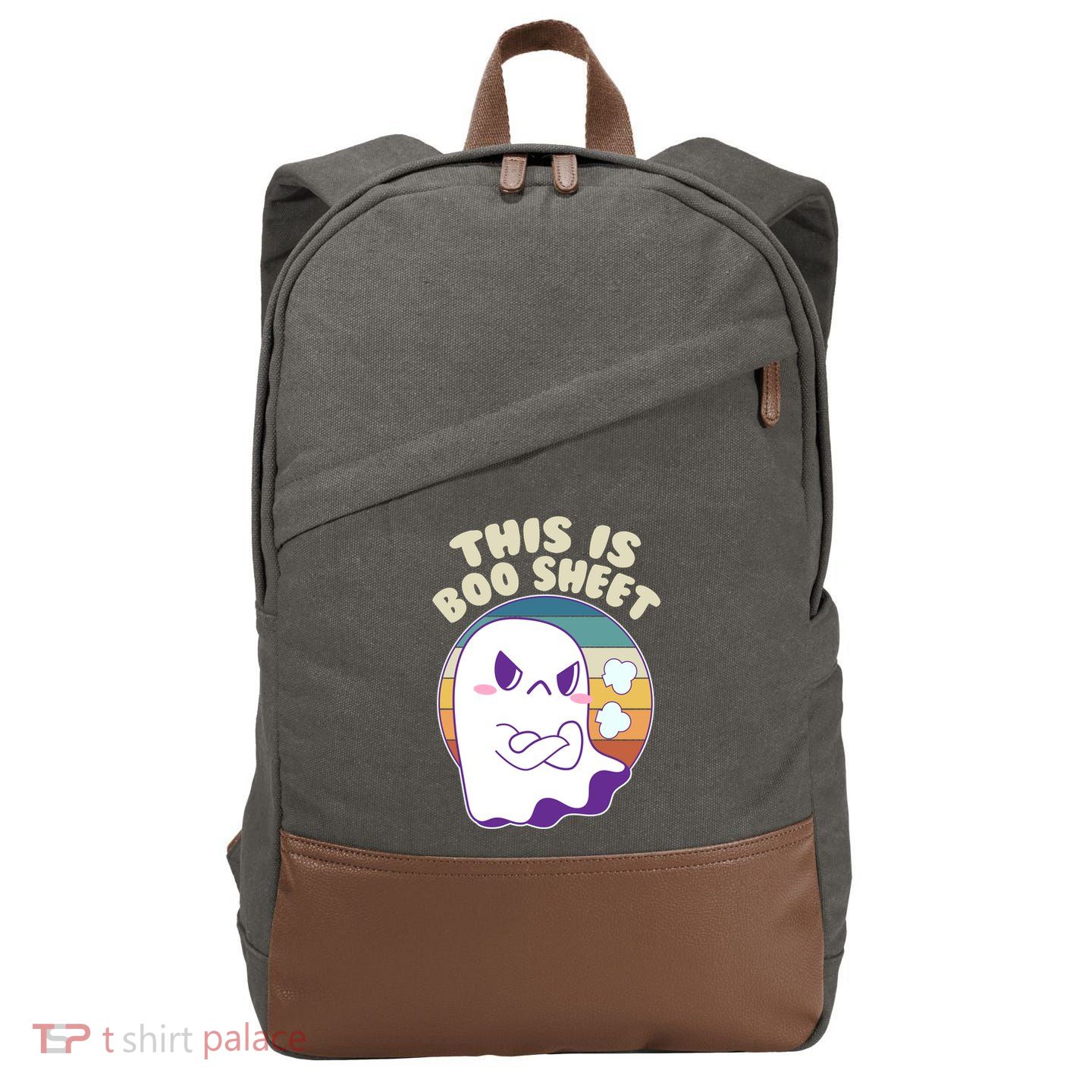 Funny Halloween This Is Boo Sheet Cute Ghost Cotton Canvas Backpack