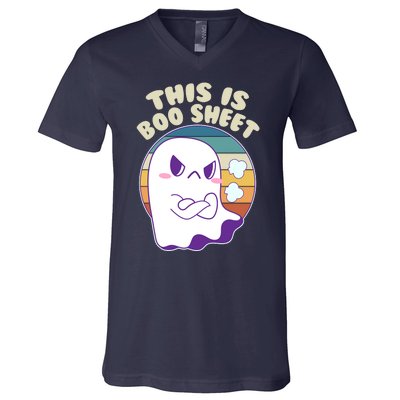 Funny Halloween This Is Boo Sheet Cute Ghost V-Neck T-Shirt