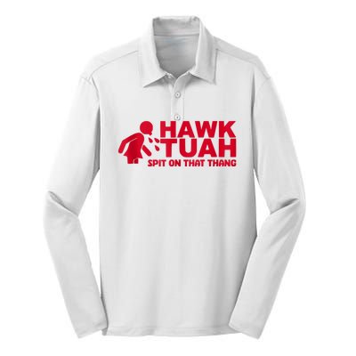 Funny Hawk Tuah 24 Spit On That Thang 2024 Silk Touch Performance Long Sleeve Polo