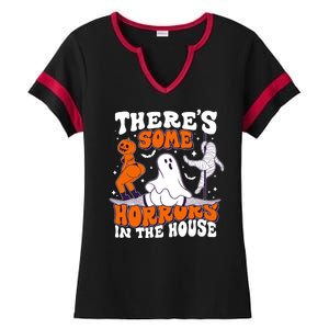 Funny Halloween Theres Some Horrors In The House Ladies Halftime Notch Neck Tee