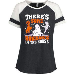 Funny Halloween Theres Some Horrors In The House Enza Ladies Jersey Colorblock Tee