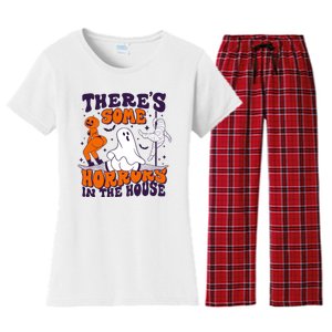 Funny Halloween Theres Some Horrors In The House Women's Flannel Pajama Set