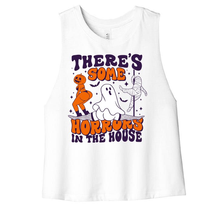 Funny Halloween Theres Some Horrors In The House Women's Racerback Cropped Tank