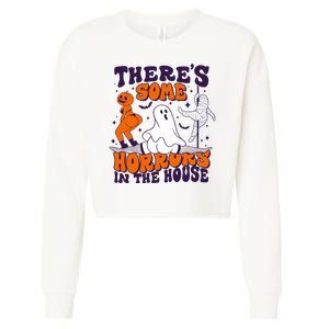 Funny Halloween Theres Some Horrors In The House Cropped Pullover Crew