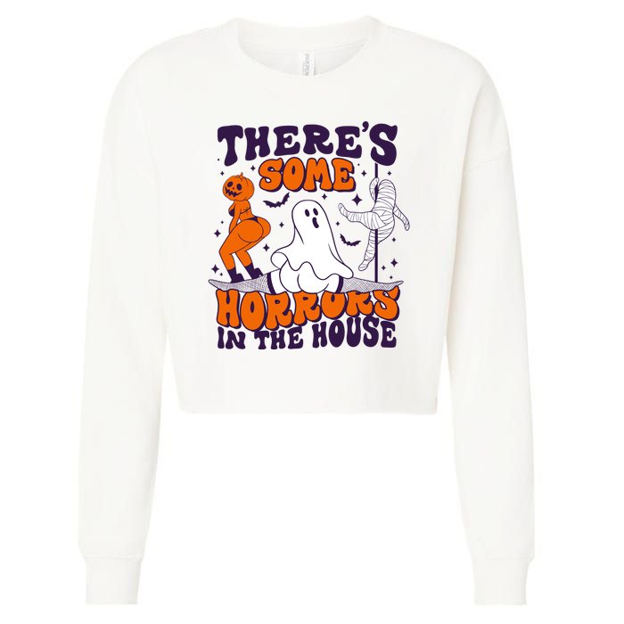 Funny Halloween Theres Some Horrors In The House Cropped Pullover Crew