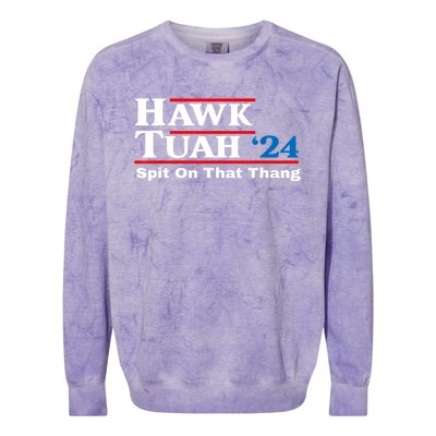 Funny Hawk Tush Spit On That Thing Presidential Candidate Parody Gift Colorblast Crewneck Sweatshirt