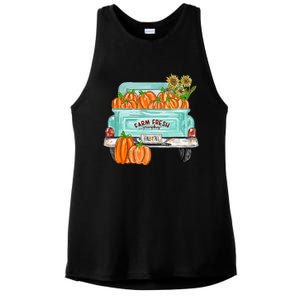 Fall Harvest Truck Pumpkin Sunflower Ladies PosiCharge Tri-Blend Wicking Tank