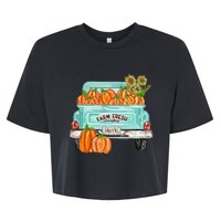 Fall Harvest Truck Pumpkin Sunflower Bella+Canvas Jersey Crop Tee