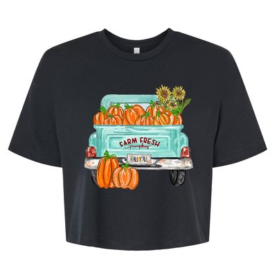 Fall Harvest Truck Pumpkin Sunflower Bella+Canvas Jersey Crop Tee