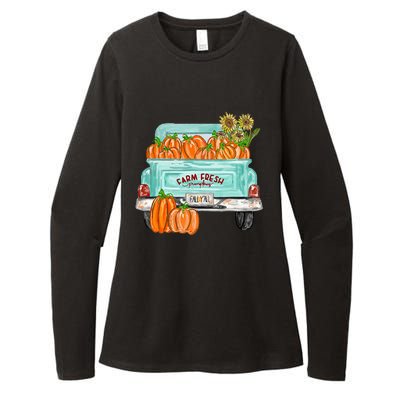 Fall Harvest Truck Pumpkin Sunflower Womens CVC Long Sleeve Shirt