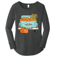 Fall Harvest Truck Pumpkin Sunflower Women's Perfect Tri Tunic Long Sleeve Shirt