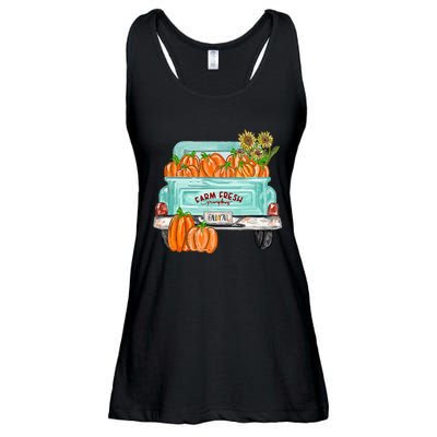 Fall Harvest Truck Pumpkin Sunflower Ladies Essential Flowy Tank