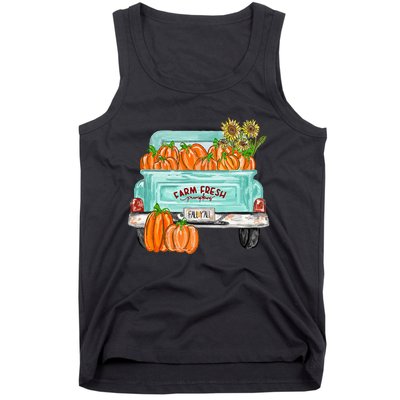 Fall Harvest Truck Pumpkin Sunflower Tank Top