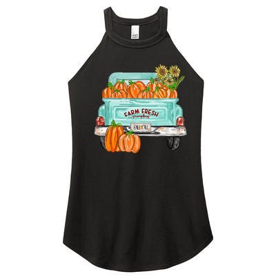 Fall Harvest Truck Pumpkin Sunflower Women’s Perfect Tri Rocker Tank