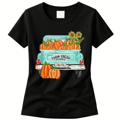 Fall Harvest Truck Pumpkin Sunflower Women's T-Shirt