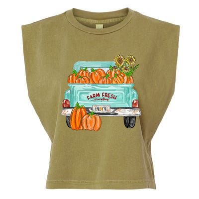 Fall Harvest Truck Pumpkin Sunflower Garment-Dyed Women's Muscle Tee