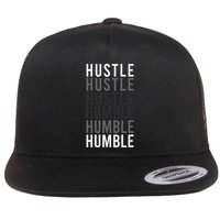 Funny Hustle To Humble Transition. Motivational Typography Flat Bill Trucker Hat