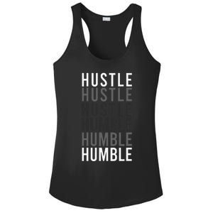 Funny Hustle To Humble Transition. Motivational Typography Ladies PosiCharge Competitor Racerback Tank