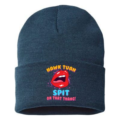 Funny Hawk Tuah Spit On That Thang Sustainable Knit Beanie