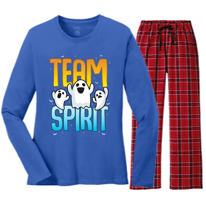 Funny Halloween Team Spirit Ghosts Gift Women's Long Sleeve Flannel Pajama Set 