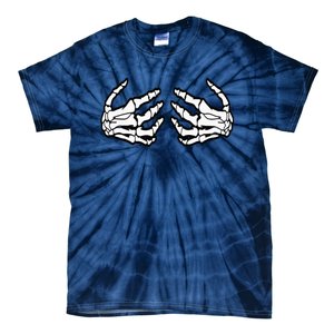 Funny Halloween Touchy Chest Skeleton Hands Human Skeleton Tie-Dye T-Shirt