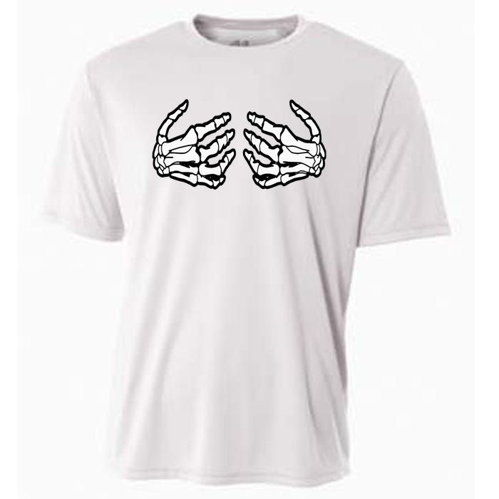 Funny Halloween Touchy Chest Skeleton Hands Human Skeleton Cooling Performance Crew T-Shirt