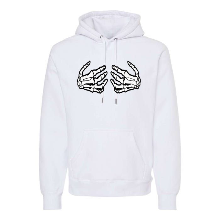 Funny Halloween Touchy Chest Skeleton Hands Human Skeleton Premium Hoodie