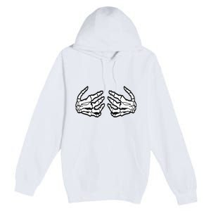 Funny Halloween Touchy Chest Skeleton Hands Human Skeleton Premium Pullover Hoodie