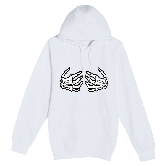 Funny Halloween Touchy Chest Skeleton Hands Human Skeleton Premium Pullover Hoodie