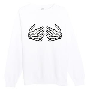 Funny Halloween Touchy Chest Skeleton Hands Human Skeleton Premium Crewneck Sweatshirt